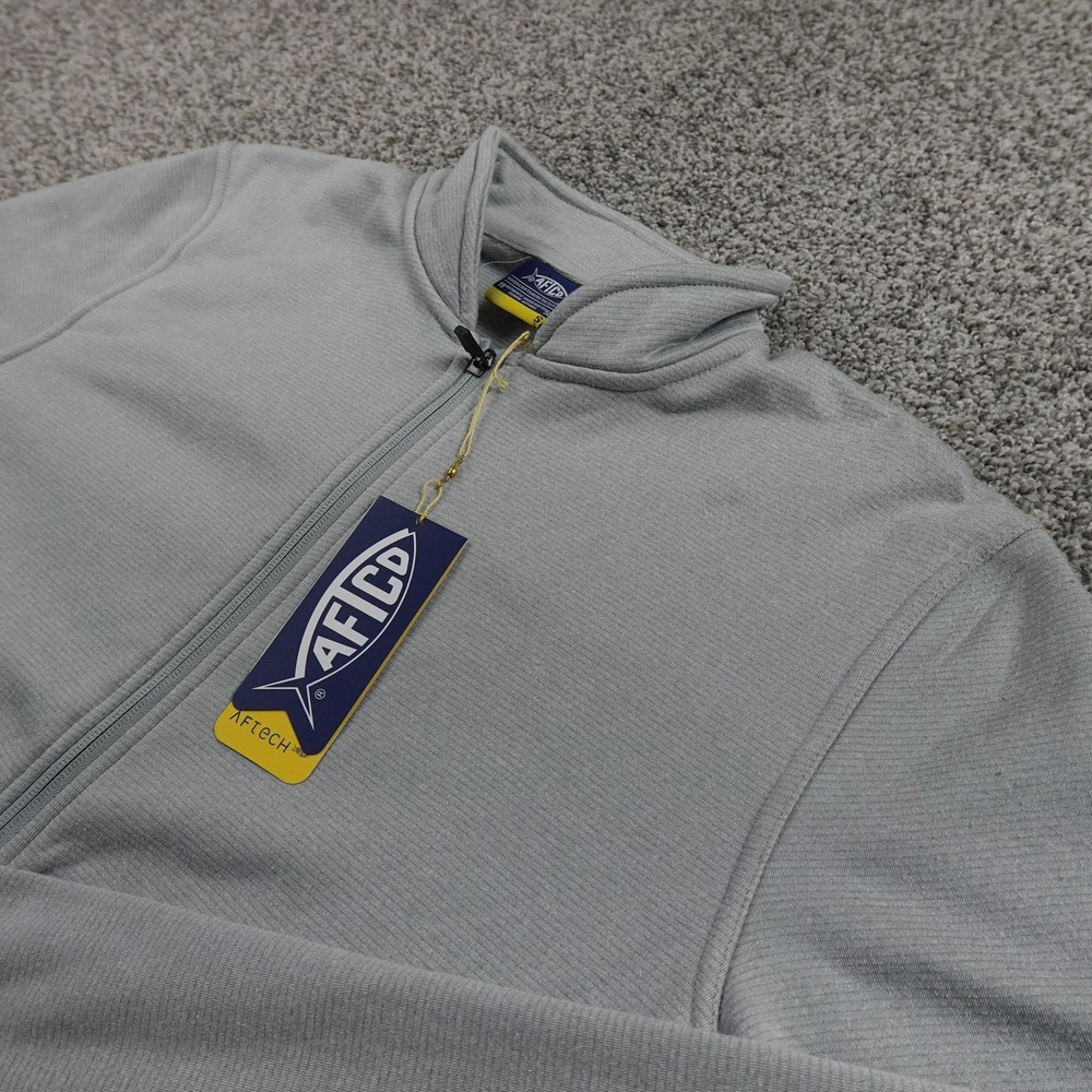 NEW AFTCO Jacket Mens S‎ Gray Full Zip AFTECH Performance Fishing Fleece Outdoor